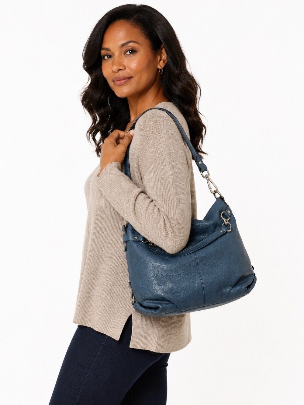 Coach *Rare* Blue Turquoise Brooke Pebbled Leather Slough Hobo Bag